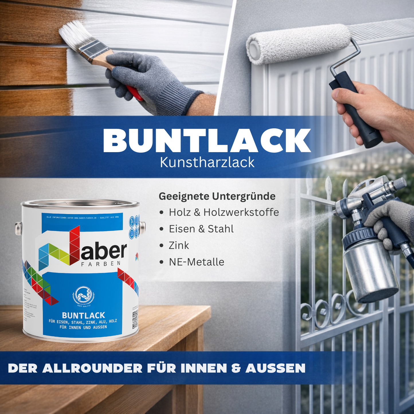 Buntlack, Kunstharzlack, Holz, Eisen, Metall, Feine Farben - Seidenmatt