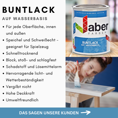 375 ml Buntlack auf Wasserbasis, RAL Farbwahl - SEIDENMATT (RAL 6008 - 9018)