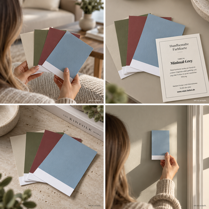 Handbemalte Farbkarte – A6-Format, Deinen Wunschfarbton zuhause testen