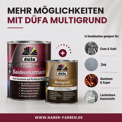 2,5 L düfa PREMIUM Seidenmattlack – Hochwertiger PU-Hybrid-Lack für Innen & Außen | Wasserbasiert & Strapazierfähig