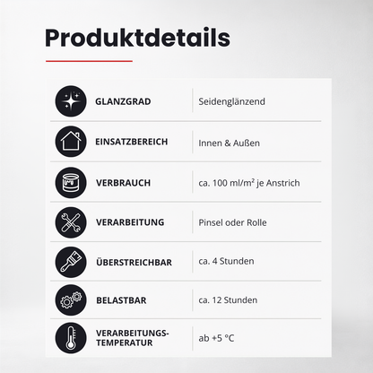 Flüssigkunststoff für Beton, Metall, Holz & Hart-PVC | Seidenglänzend | Innen & Außen