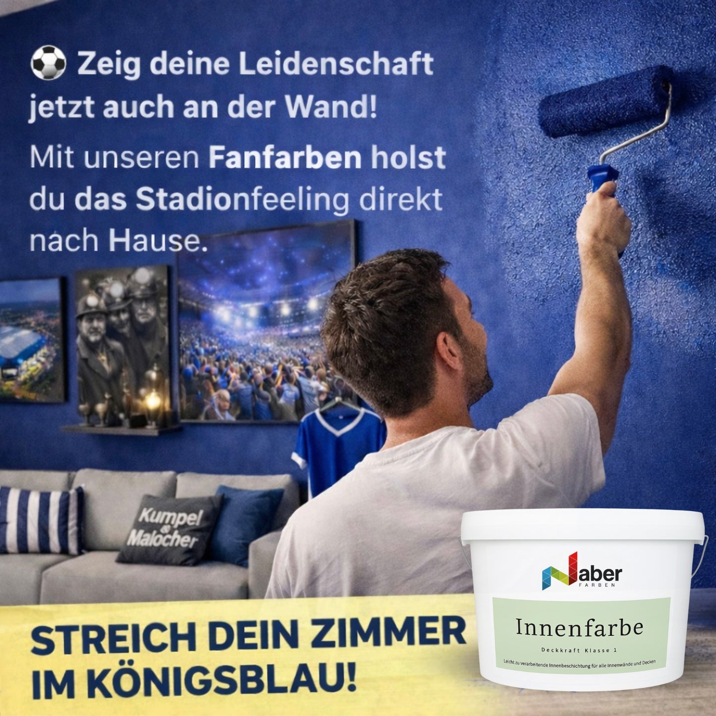 Innenfarbe, Wandfarbe, Königsblau, Fanfarbe - Matt