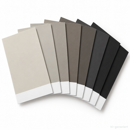 Farbkarten-Set Grau– 7 handbemalte Farbtöne im A6-Format