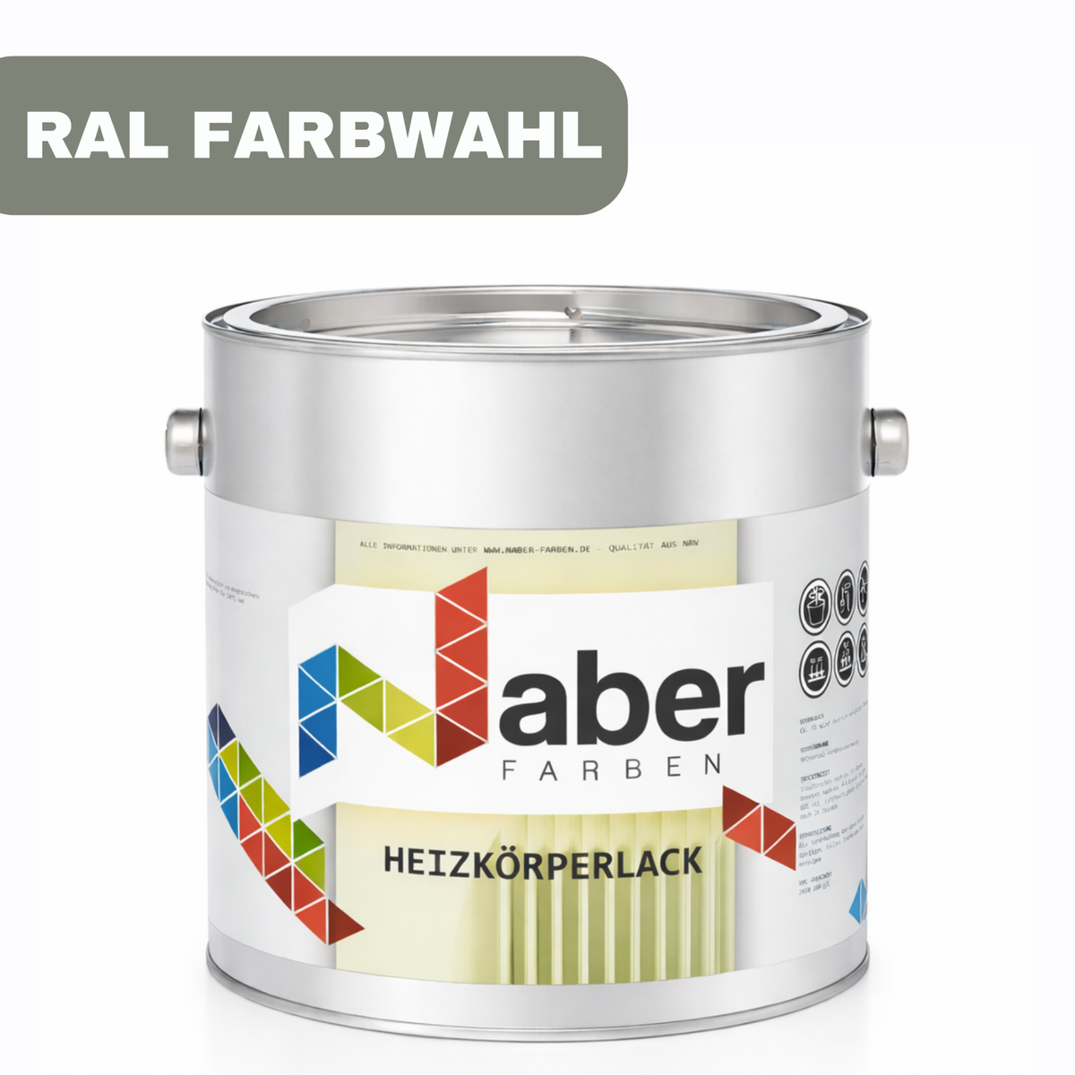 2,5 L Heizkörperlack, Heizungslack, Hitzebeständig, Direkt auf Rost, RAL Farbwahl - Seidenmatt