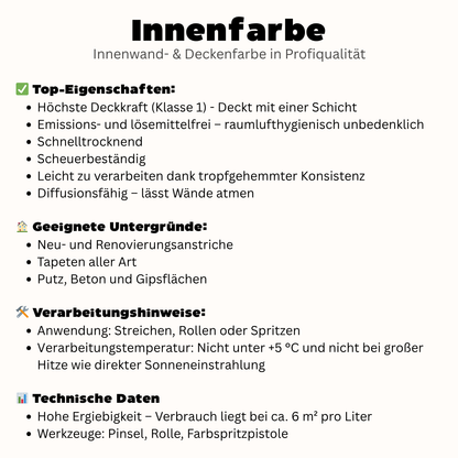 2,5 L Innenfarbe, Wandfarbe, Farbwahl - MATT