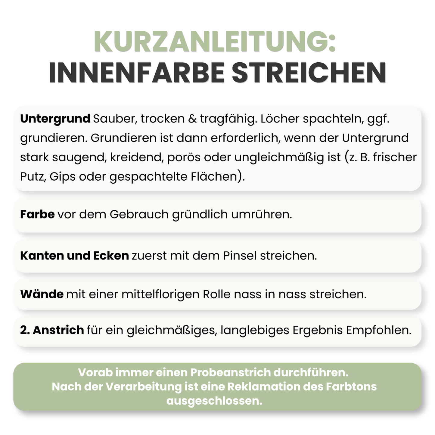 Innenfarbe, Wandfarbe, Farbwahl, Profi-Qualität - MATT