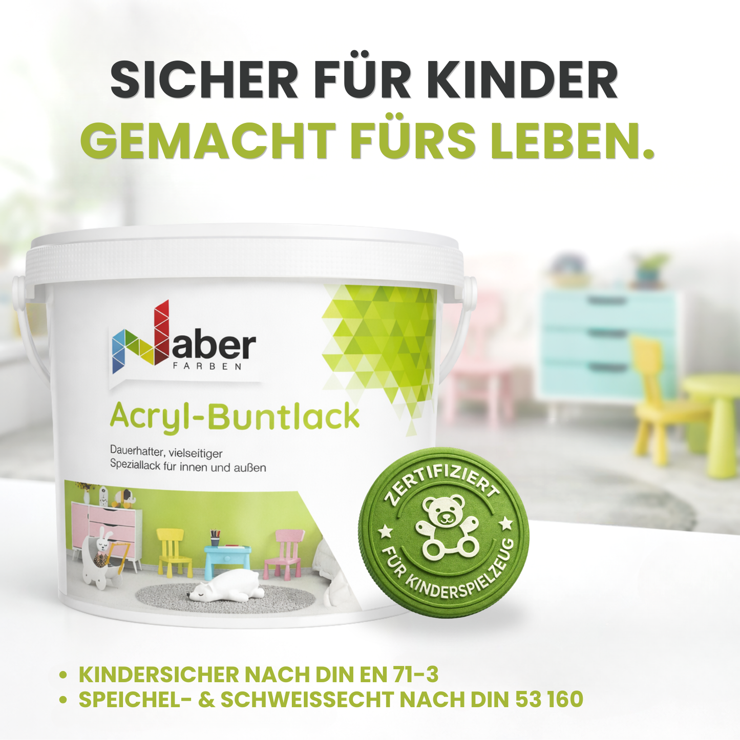 Acryl Buntlack 3 in 1, Möbellack, Möbelfarbe, Hozlack, Geruchsneutral, Kindersicher, nach Caparol 3D-System Plus Farbkarte - Seidenmatt