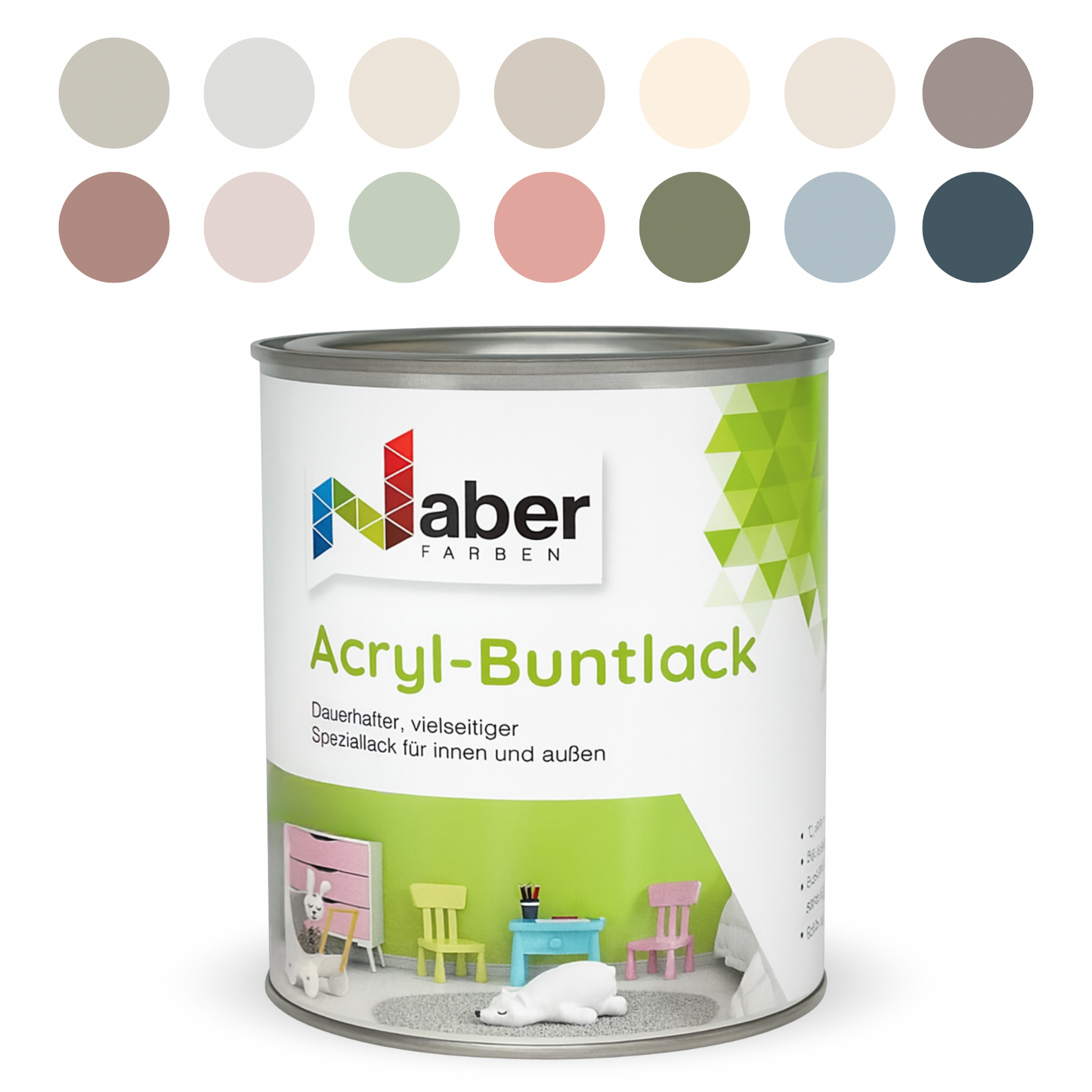 Acryl Buntlack, Möbellack, Spielzeugfarbe, Holzlack, Farbwahl, Profi-Qualität - Seidenmatt