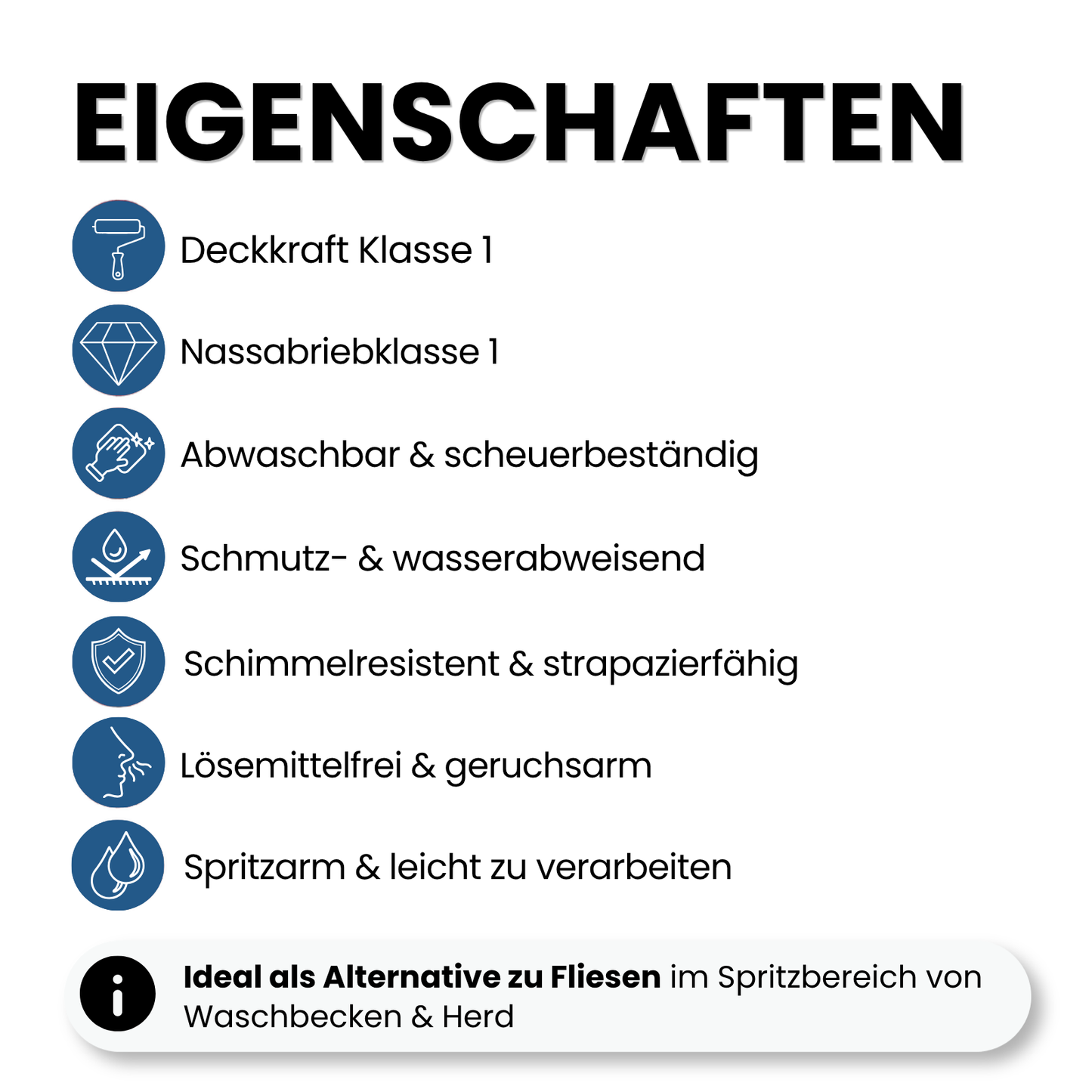 10 L Küchen und Badfarbe, Abwaschbare Wandfarbe, Schimmelresistent, RAL Farbwahl - MATT