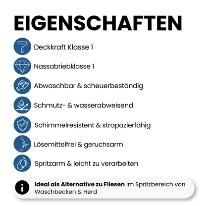 10 L Küchen und Badfarbe, Abwaschbare Wandfarbe, Schimmelresistent, RAL Farbwahl - MATT