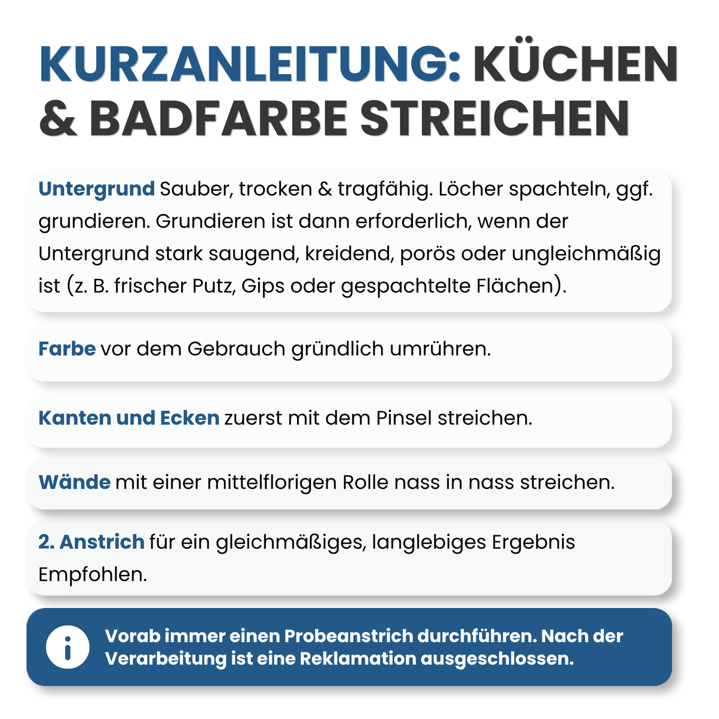 10 L Küchen und Badfarbe, Abwaschbare Wandfarbe, Schimmelresistent, RAL Farbwahl - MATT