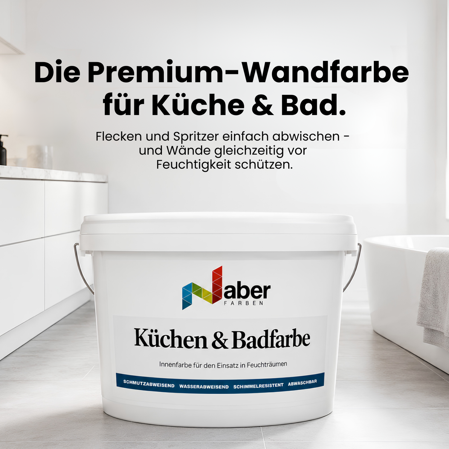 1 L Küchen & Badfarbe Matt – Abwaschbare Wandfarbe für Feuchträume, RAL Farbwahl