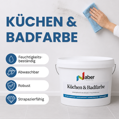10 L Küchen und Badfarbe, Abwaschbare Wandfarbe, Schimmelresistent, RAL Farbwahl - MATT