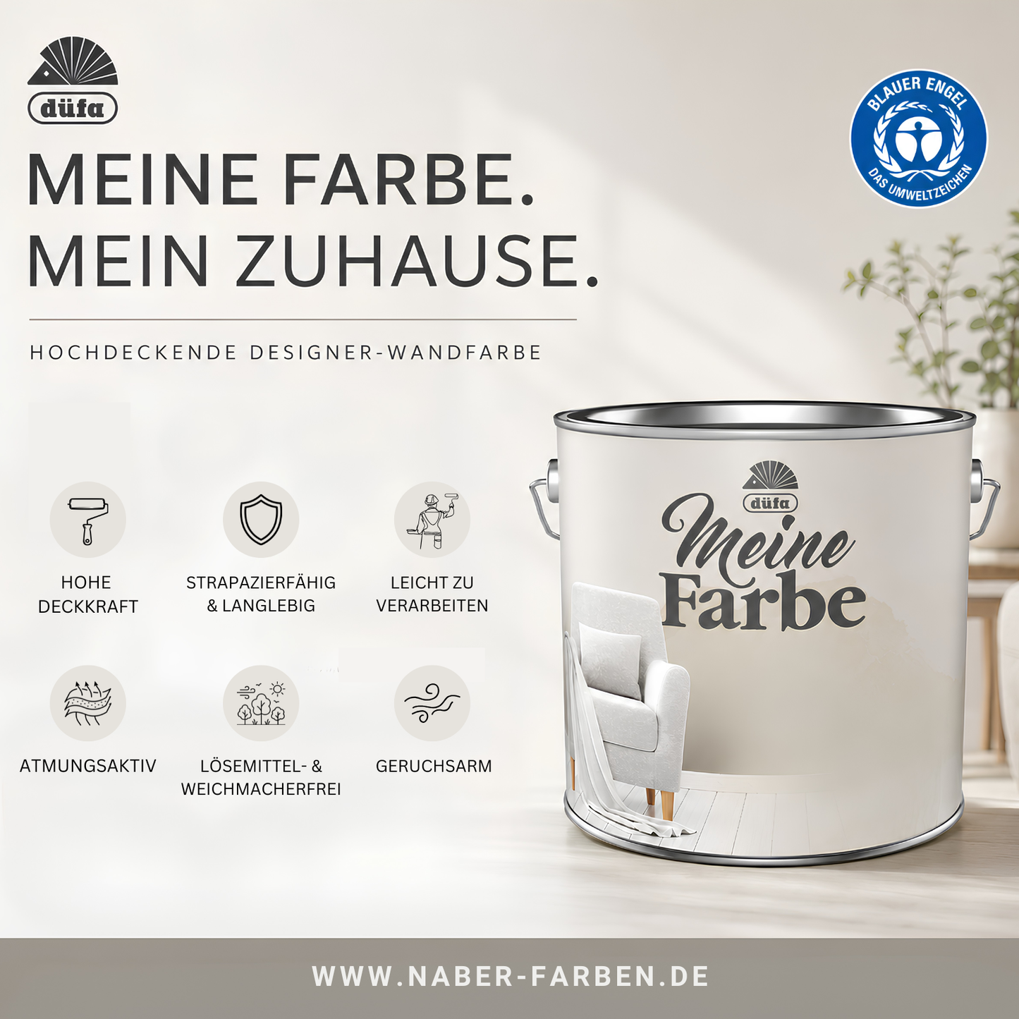 düfa Meine Farbe – Hochdeckende Innenfarbe für Wände & Decken | Edelmatt, Konservierungsmittelfrei