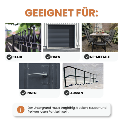 2,5 L Metallschutzlack 3 in 1, Rostschutz + Grundierung, RAL Farbwahl - SEIDENMATT