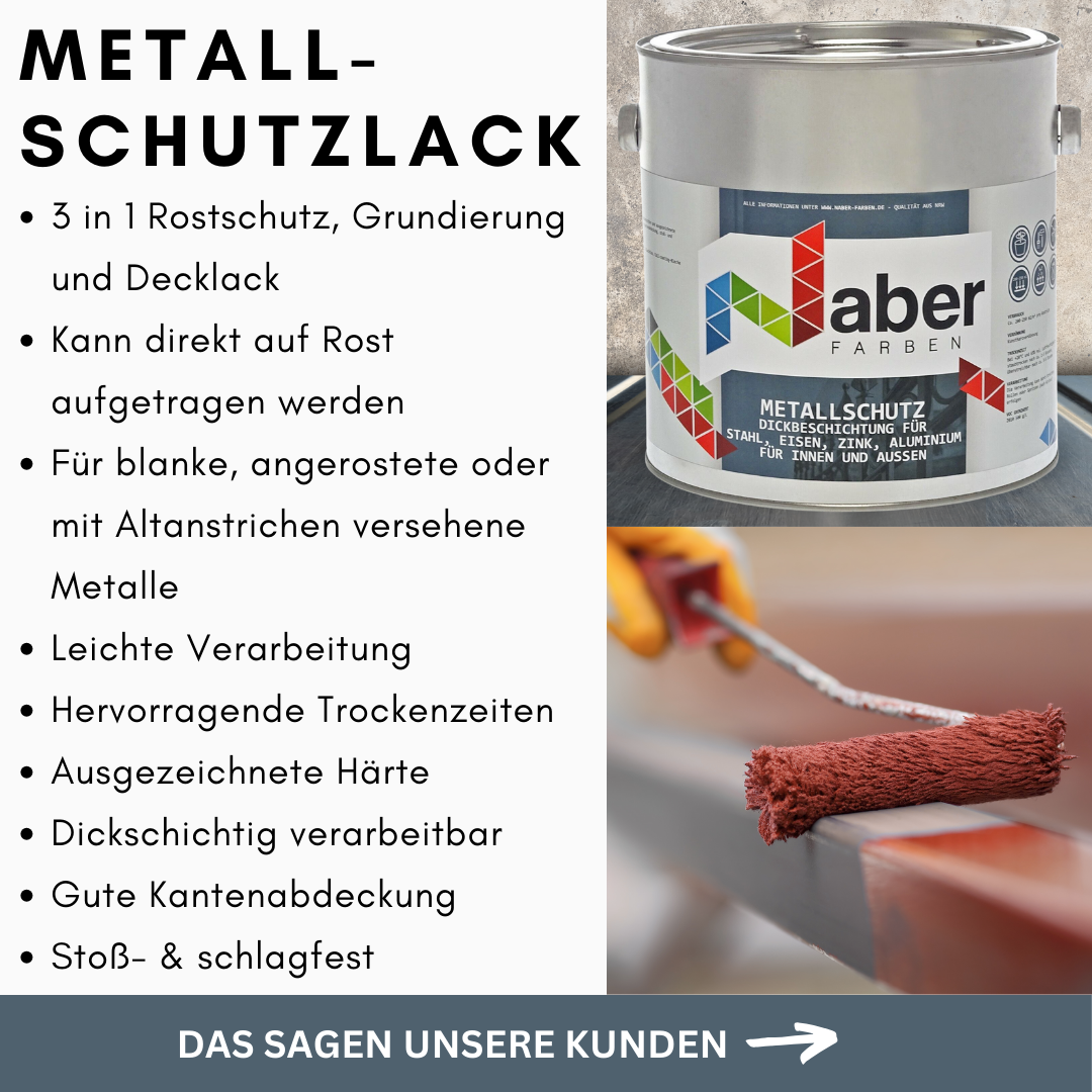 1 L Metallschutz 3 in 1, Rostschutz + Grundierung, RAL Farbwahl - SEIDENMATT (RAL 6008 - 9018)