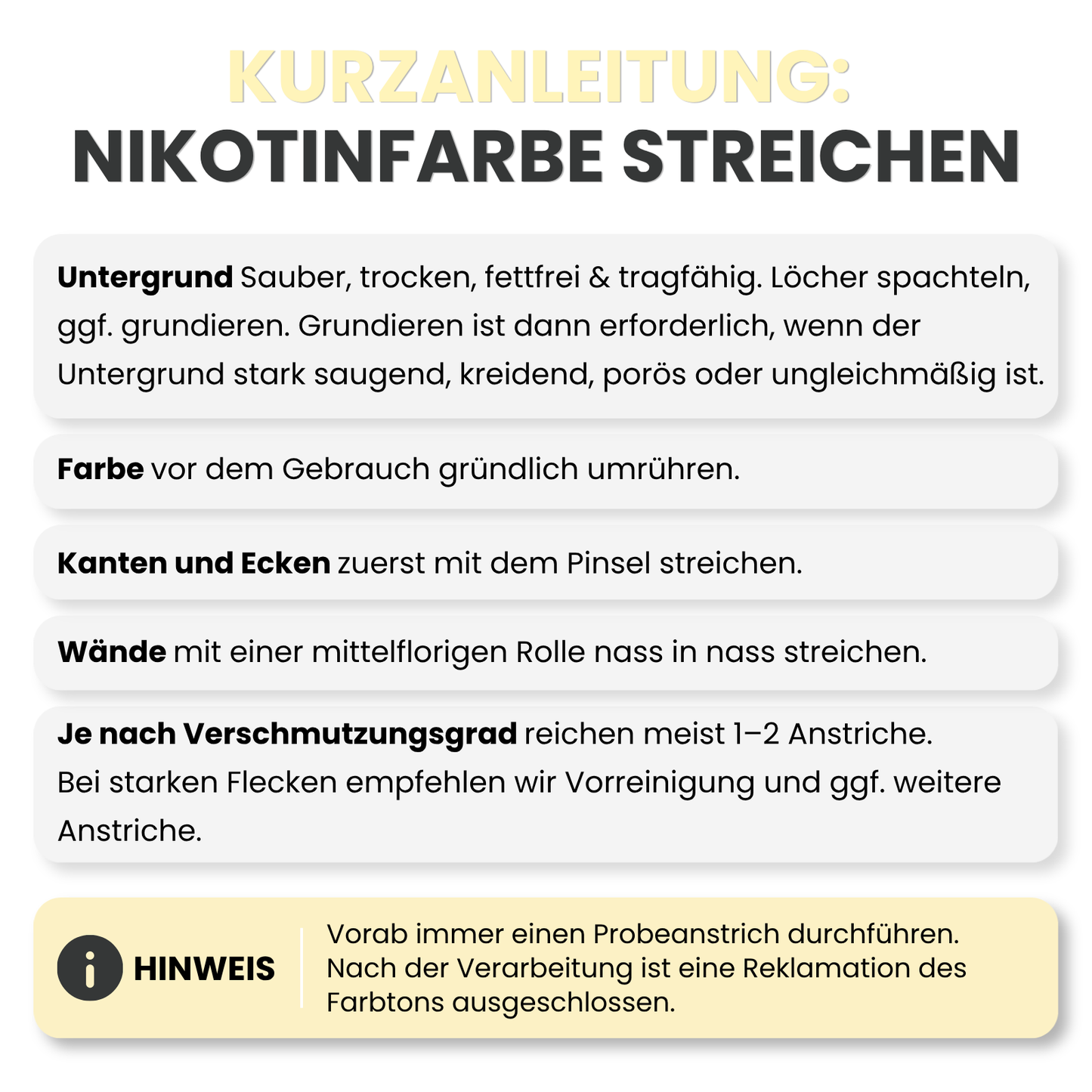 Nikotinfarbe, Nikotinsperre, Fleckenisolierend, Ruß & Nikotin Isolierfarbe, WEISS - MATT