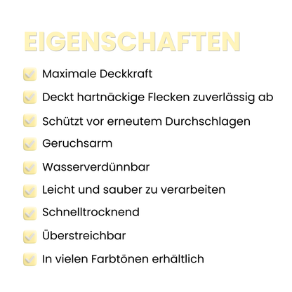 Nikotinfarbe – Hochdeckende Isolierfarbe gegen Nikotin-, Ruß- & Wasserflecken, Feine Farben - MATT