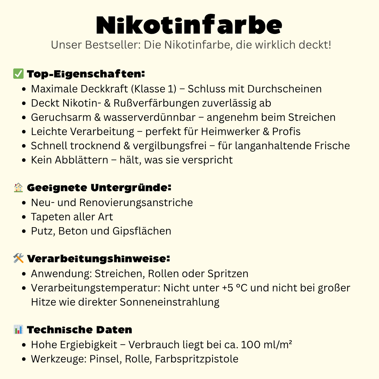 2,5 L Nikotinfarbe, Isolierfarbe, Nikotinsperre, Profi-Qualität, Farbwahl - MATT