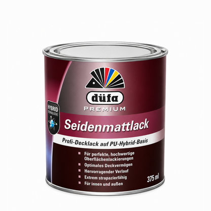375 ml düfa PREMIUM Seidenmattlack – Hochwertiger PU-Hybrid-Lack für Innen & Außen | Wasserbasiert & Strapazierfähig