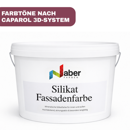 Silikat Fassadenfarbe für Innen & Außen, Hausfarbe, Sockelfarbe, Farbwahl, nach Caparol 3D-System Plus Farbkarte - Matt