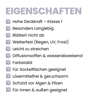 Silikat Fassadenfarbe für Innen & Außen, Hausfarbe, Sockelfarbe, Farbwahl, nach Caparol 3D-System Plus Farbkarte - Matt