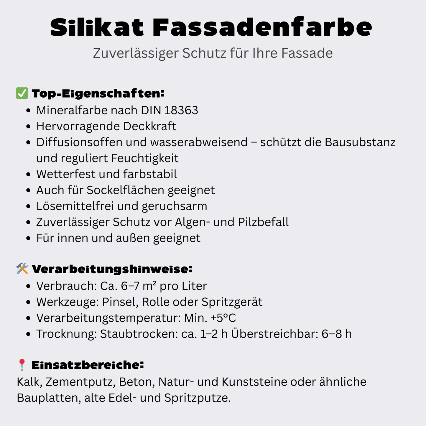 5 L Silikat Fassadenfarbe, Hausfarbe, Sockelfarbe, RAL Farbwahl - MATT