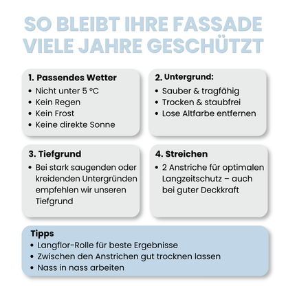 Silikonharz Fassadenfarbe, Außenfarbe, Lotuseffekt, nach Caparol 3D-System Plus Farbkarte - Matt