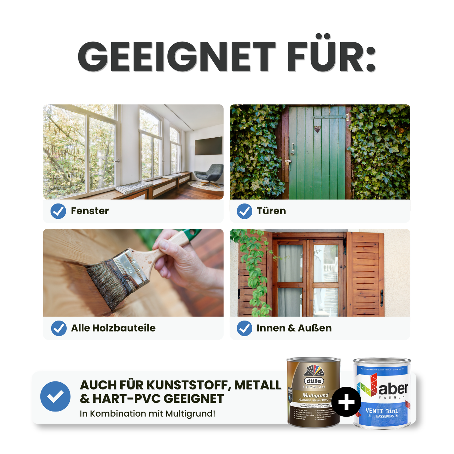 Fenster & Türenlack 3in1, Ventilack auf Wasserbasis, Farbwahl – Seidenmatt