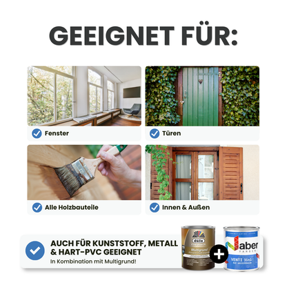 Fenster & Türenlack 3in1, Ventilack auf Wasserbasis, Farbwahl – Seidenmatt