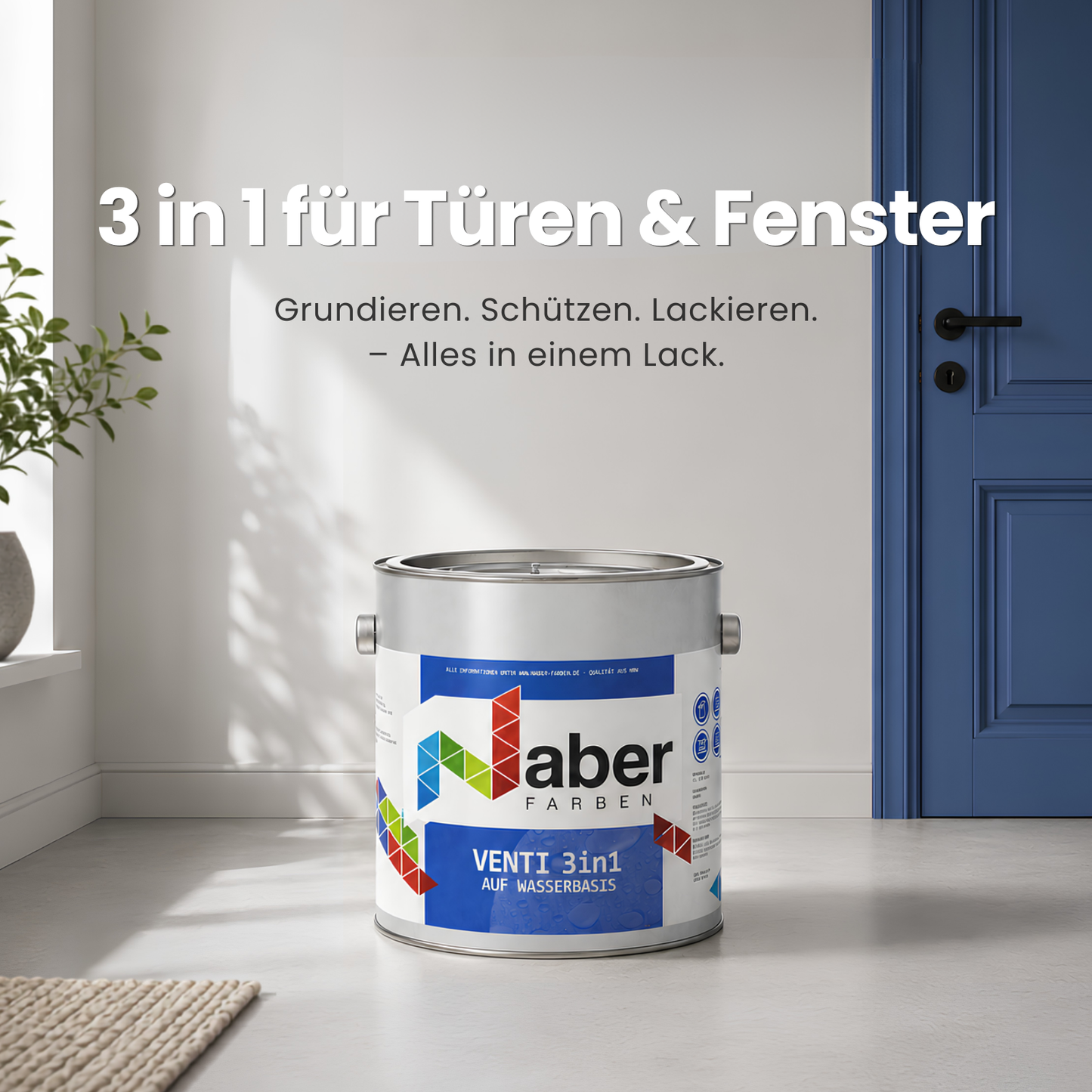 Fenster & Türenlack 3in1, Ventilack auf Wasserbasis, Farbwahl – Seidenmatt