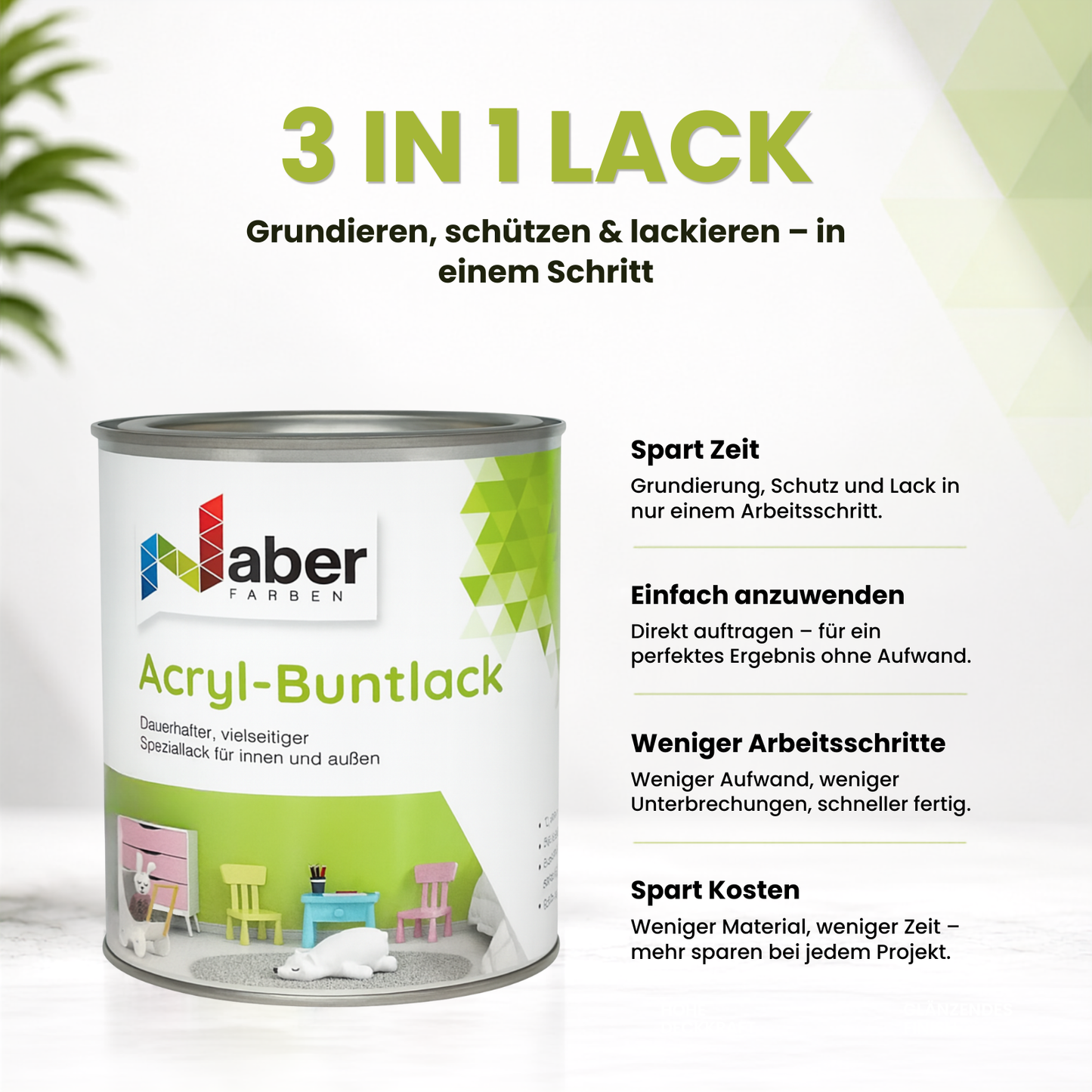 1 L Acryl Buntlack, 3 in 1, Möbellack, Möbelfarbe, Spielzeugfarbe, Holzlack, RAL Farbwahl - Seidenmatt