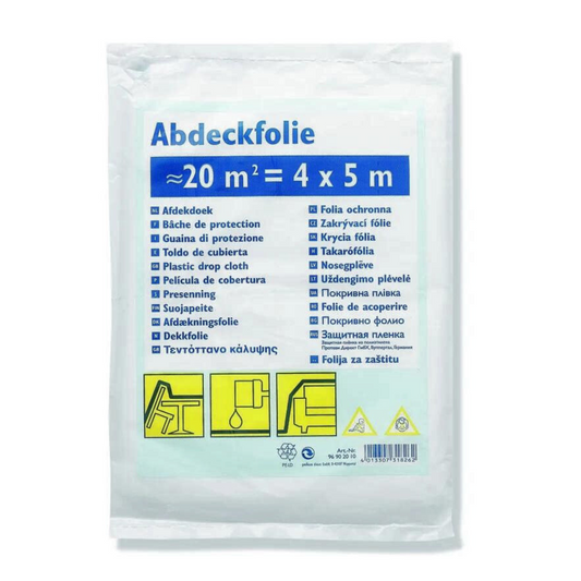 Abdeckfolie, 20m², transparent, zum Abdecken von Boden, Möbelstücken und Gegenständen, plane