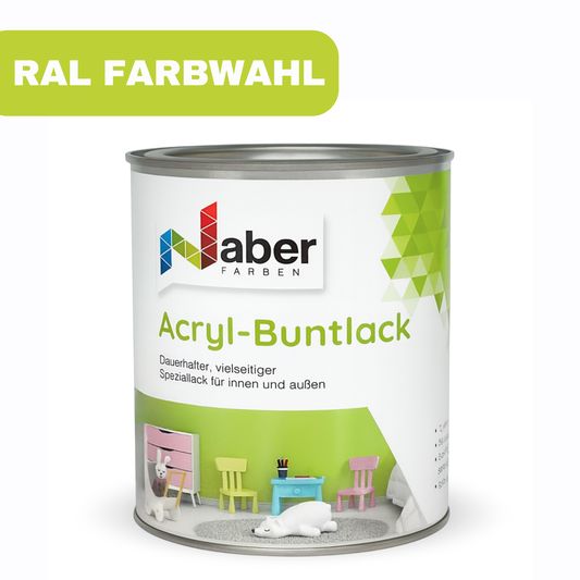 1 L Acryl Buntlack, 3 in 1, Möbellack, Spielzeugfarbe, Holzlack, RAL Farbwahl - Seidenmatt
