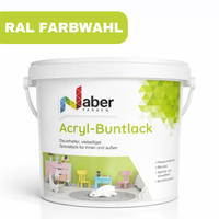 2,5 L Acryl Buntlack, Lack & Grundierung in einem, Holz- & Möbellack, Wasserbasiert, RAL-Farbwahl - Seidenmatt