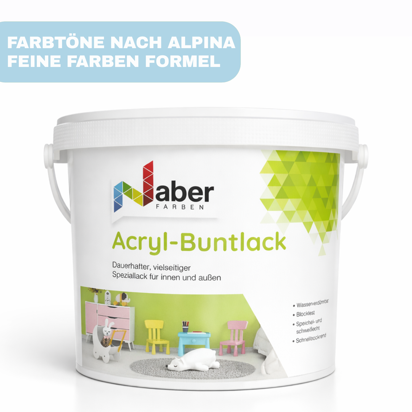 Acryl Buntlack, 3 in 1, Möbellack, Spielzeugfarbe, Holzlack, Feine Farben, Profi-Qualität - Seidenmatt