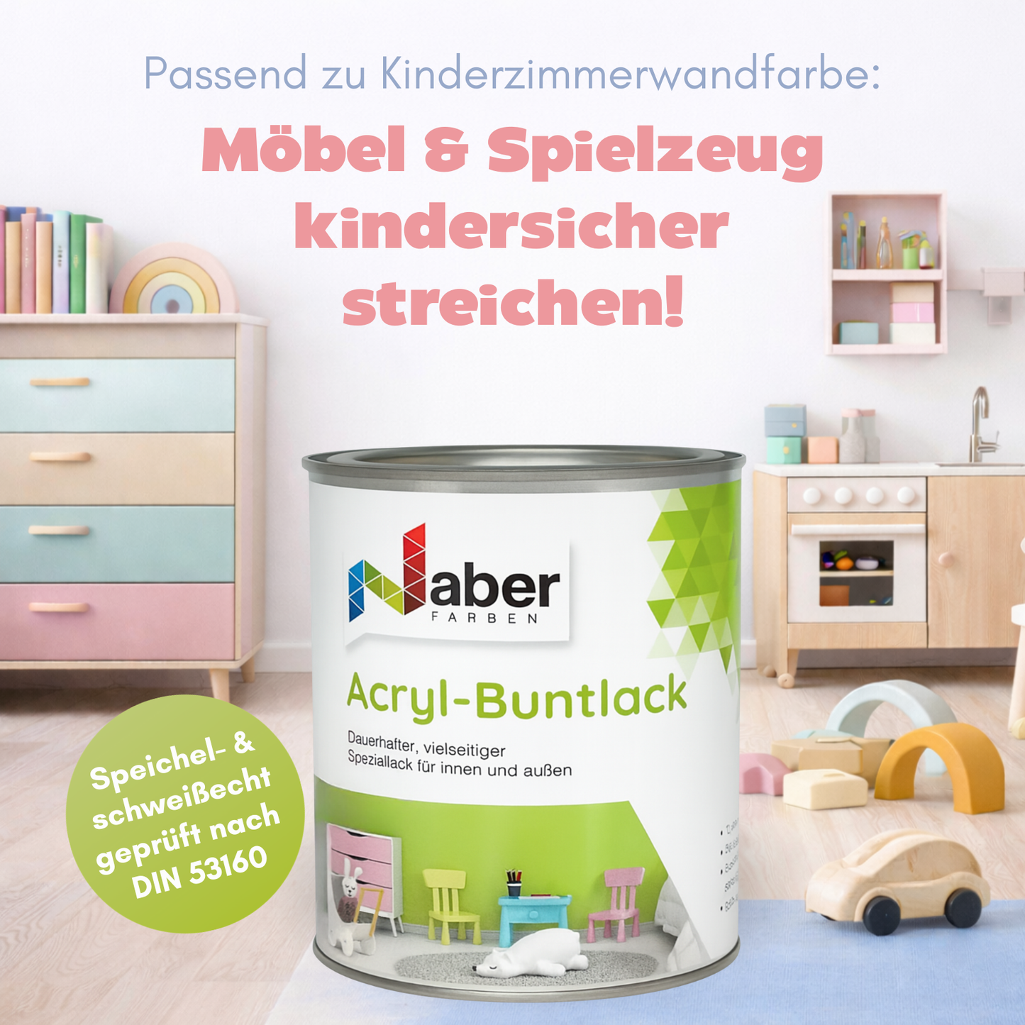 10 L Kinderzimmer Wandfarbe, Kinderzimmerfarbe, Abwischbar, Scheuerbeständig, RAL Farbwahl - MATT