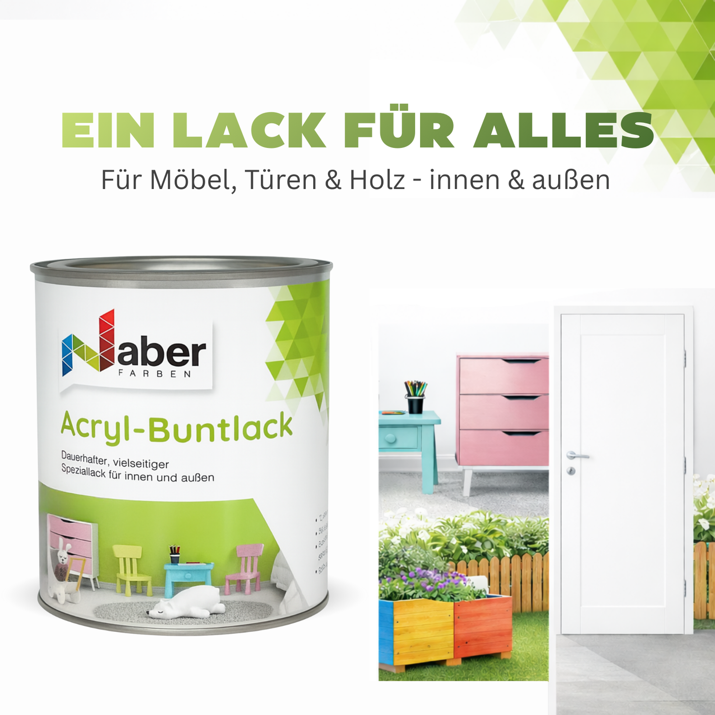 375 ml Acryl Buntlack, 3 in 1, Möbellack, Spielzeugfarbe, Holzlack, RAL Farbwahl - Seidenmatt