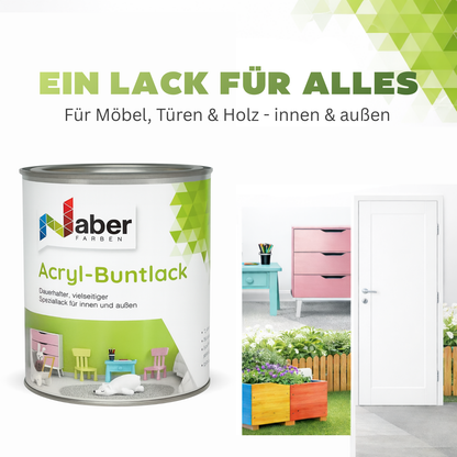 375 ml Acryl Buntlack, 3 in 1, Möbellack, Spielzeugfarbe, Holzlack, RAL Farbwahl - Seidenmatt