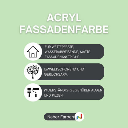 10 L Acryl Fassadenfarbe, RAL Farbwahl - MATT (RAL 6008 - 9018)