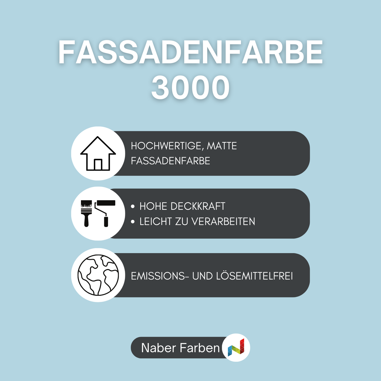 10 L Fassadenfarbe 3000, Umweltschonend, alle Untergründe, WEISS - MATT