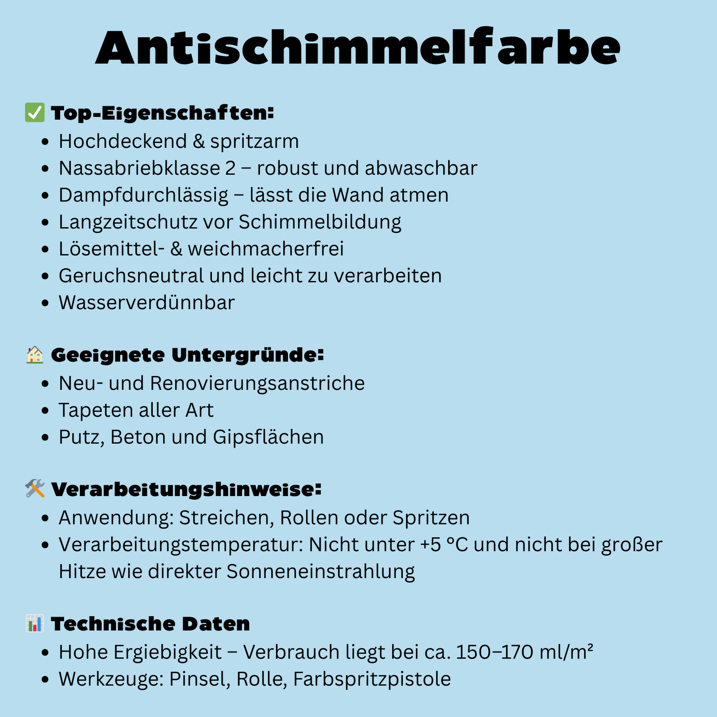 Antischimmelfarbe, Feuchtraumfarbe, WEISS - MATT