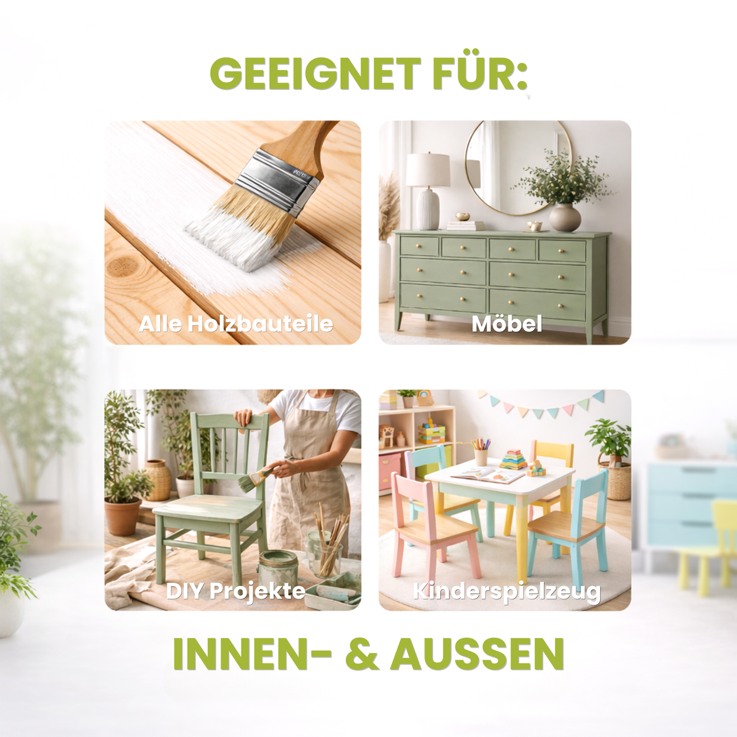 Acryl Buntlack 3 in 1, Möbellack, Möbelfarbe, Hozlack, Geruchsneutral, Kindersicher, nach Caparol 3D-System Plus Farbkarte - Seidenmatt