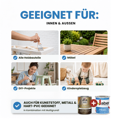 Buntlack auf Wasserbasis, Holzlack, Geruchsarm, Bunte Farbwahl - Seidenmatt