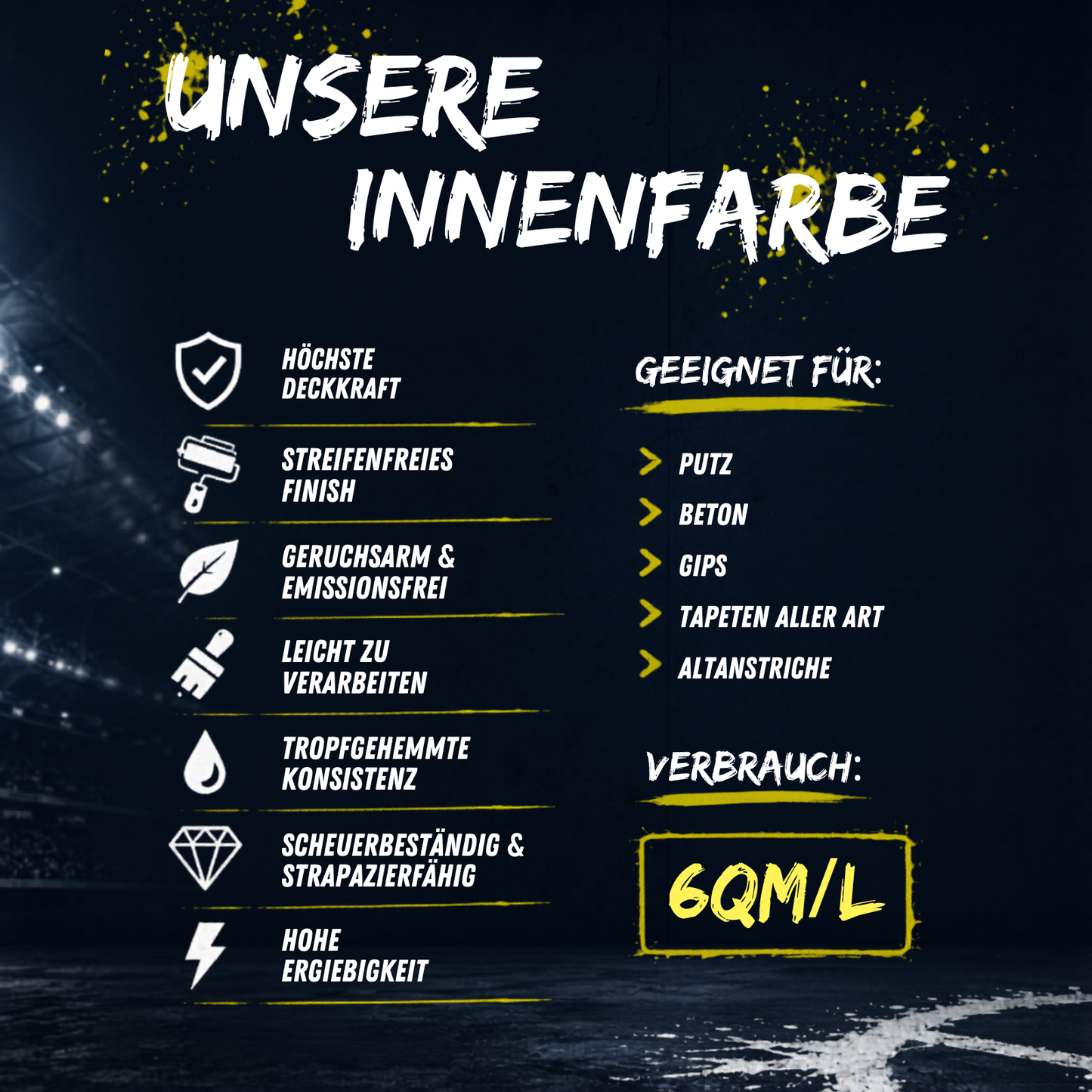 Innenfarbe, Wandfarbe, Westfalengelb, Dortmund Vereinsfarbe - Matt