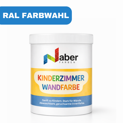 1 L Kinderzimmer Wandfarbe, Kinderzimmerfarbe, Abwischbar, Scheuerbeständig, RAL Farbwahl - MATT