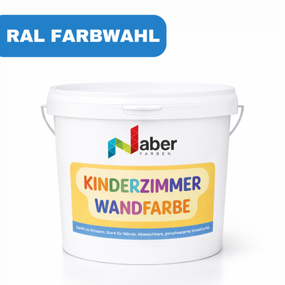 2,5 L Kinderzimmer Wandfarbe, Kinderzimmerfarbe, Abwaschbare Innenfarbe, Scheuerbeständig, RAL Farbwahl - MATT