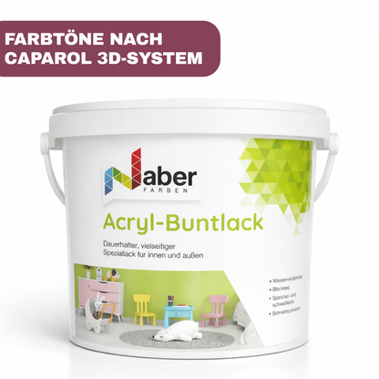 Acryl Buntlack 3 in 1, Möbellack, Möbelfarbe, Hozlack, Geruchsneutral, Kindersicher, nach Caparol 3D-System Plus Farbkarte - Seidenmatt