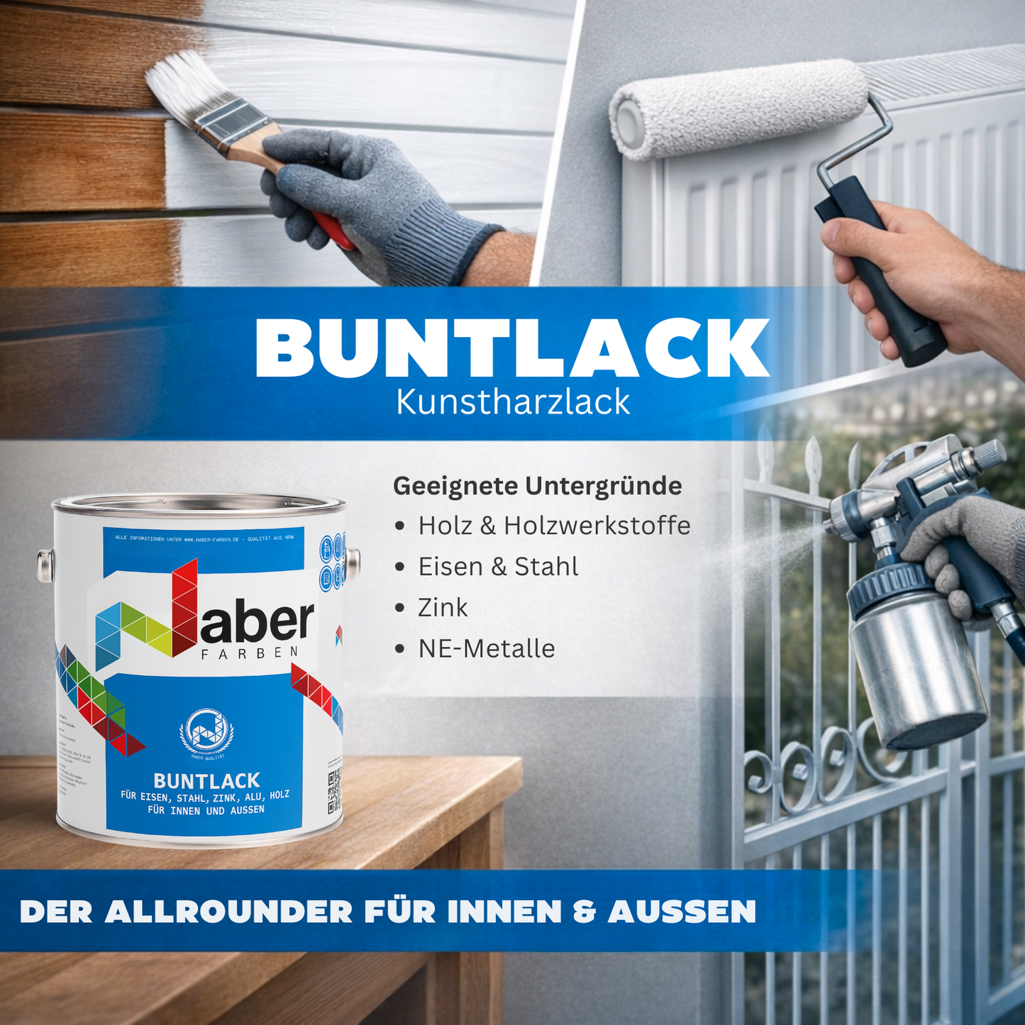 2,5 L Buntlack, Kunstharzlack, Holz, Eisen, Metall, RAL Farbwahl - SEIDENMATT