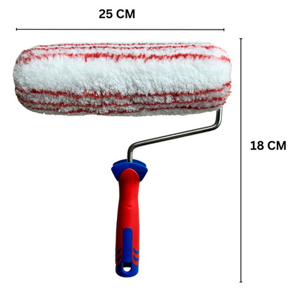 25 cm Premium Farbroller mit Griff, Fassade/Innenputz, für grobe Untergründe, Langlebig, stark gepolstert, 2K Griff